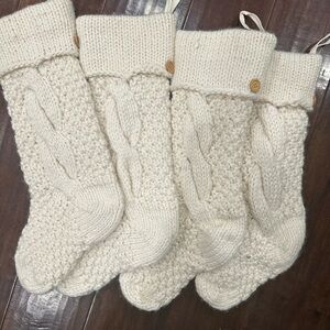 Pottery Barn Cream Knit Holiday Stockings -Set of 4